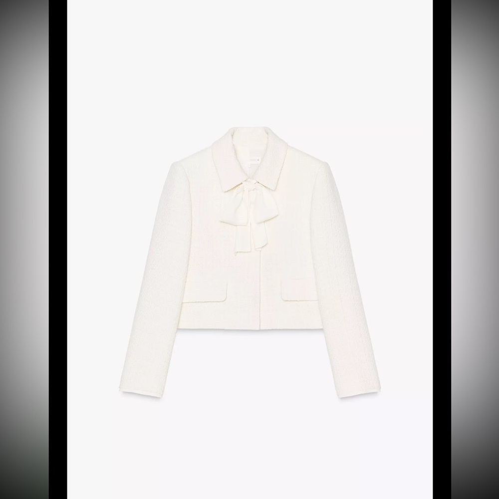 SOLD 
ZARA BOW TRIM TEXTURED BLAZER AND SKORT Two-Piece Set - Picture 3 of 8